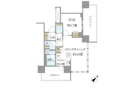 BRILLIA TOWER 浜離宮(1LDK/5階)の間取り写真