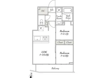 ルミーク本町イースト 100(2LDK/5階)の間取り写真