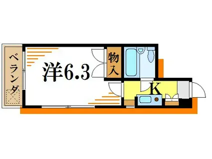 第3ウライコーポ(1K/3階)の間取り写真