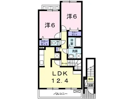 シャルマンヴィラ(2LDK/2階)の間取り写真