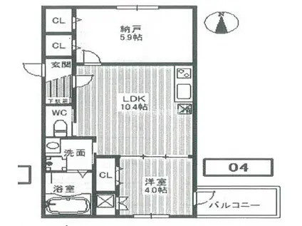 GRANDE MAISON 南巽(1SLDK/2階)の間取り写真