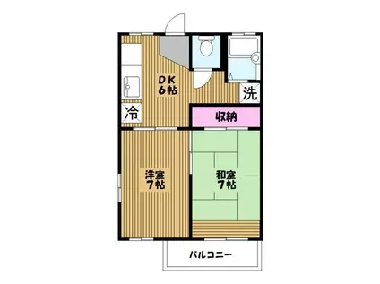 Kハイツ(2DK/1階)の間取り写真
