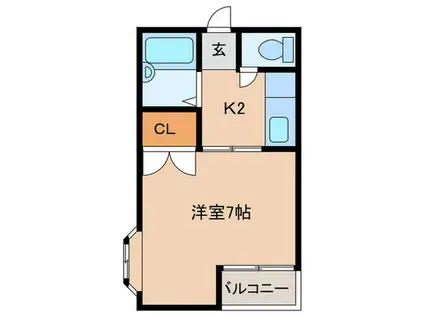 ルクール1(1K/1階)の間取り写真