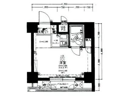 パレドール千駄木(ワンルーム/6階)の間取り写真