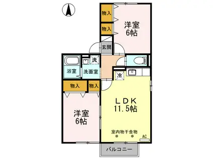 ルピナK・S ABC(2LDK/2階)の間取り写真