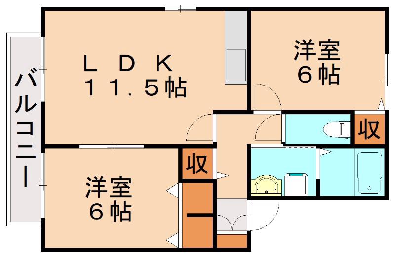 エトワール加来 A棟(2LDK/2階)の間取り写真