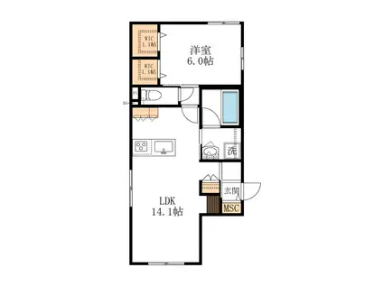 VILLAすがやA(1LDK/1階)の間取り写真