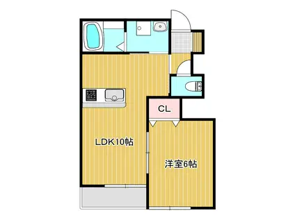 アマン・リョウ(1LDK/1階)の間取り写真