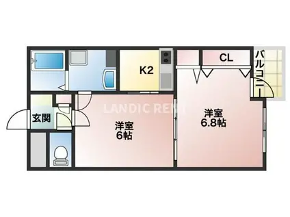 エスタシオン(2K/2階)の間取り写真