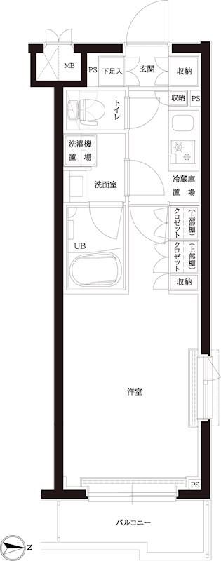 ルーブル川崎宮前平(1K/4階)の間取り写真