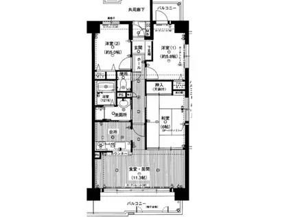 グランコート薬院(3LDK/13階)の間取り写真