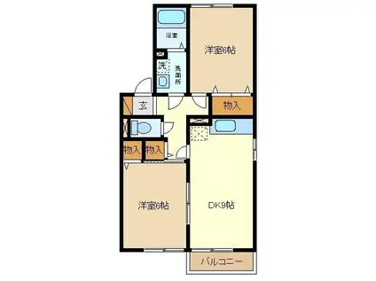 オードリー・モア参番館(3DK/2階)の間取り写真