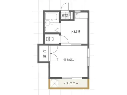 オリエント船橋B(1K/1階)の間取り写真