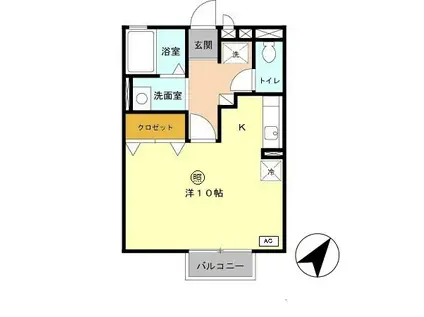 ル・シェルコート(ワンルーム/2階)の間取り写真