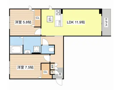 シャーメゾン ピュアワン(2LDK/1階)の間取り写真
