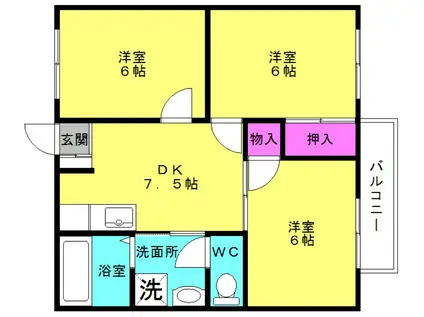メゾンいなみ野(3DK/2階)の間取り写真