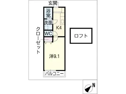 トップハウス南玉垣 2号棟(1K/2階)の間取り写真