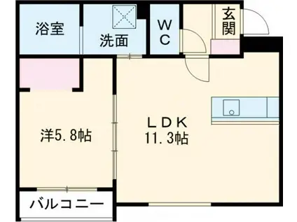 PLUS(1LDK/1階)の間取り写真