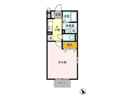 ハーベスト(1K/2階)の間取り写真