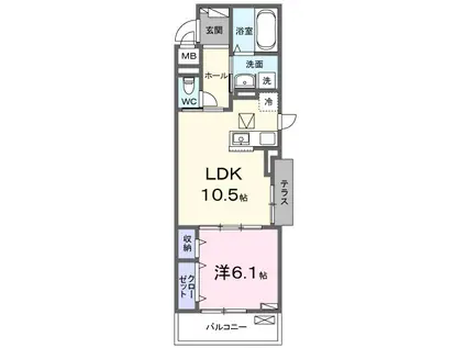 ハイド リアン(1LDK/1階)の間取り写真