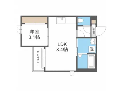 REGALEST大橋東(1LDK/1階)の間取り写真