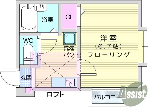 ステーブルSS(1K/2階)の間取り写真