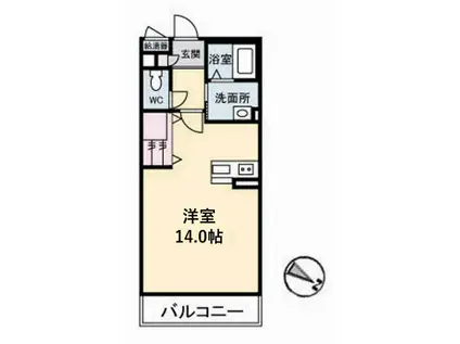 プランドール湯田B棟(ワンルーム/1階)の間取り写真