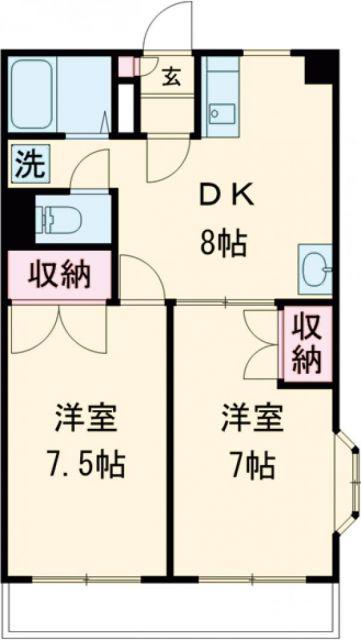 サンシャインコート東合川(2DK/1階)の間取り写真