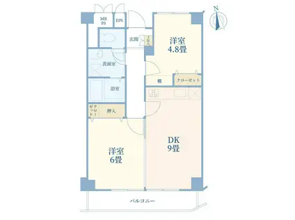 アルテール大井町(2DK/5階)の間取り写真