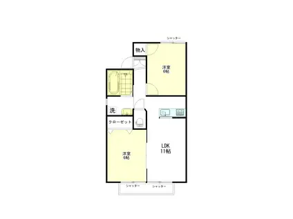 コーポセゾン(2LDK/2階)の間取り写真