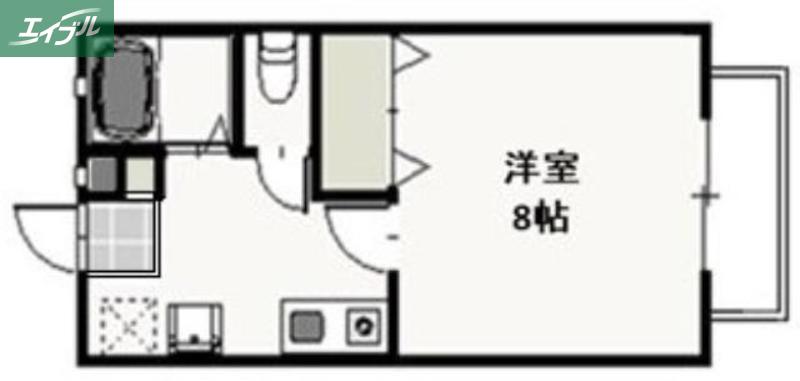 ライフベルクB(1K/2階)の間取り写真