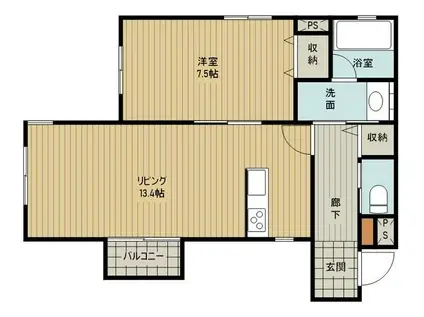 イースト(1LDK/3階)の間取り写真