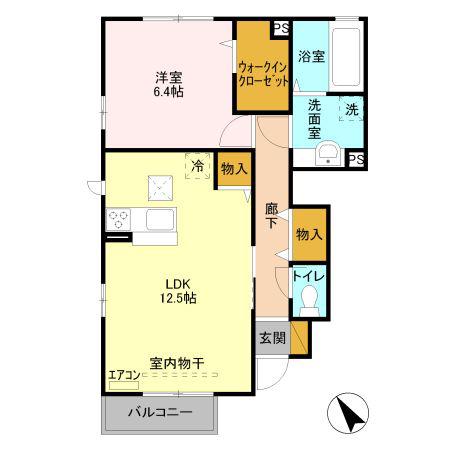 グラウクスC(1LDK/1階)の間取り写真