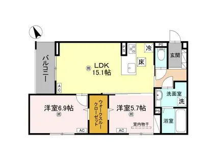 D-ROOM小篠原(2LDK/1階)の間取り写真