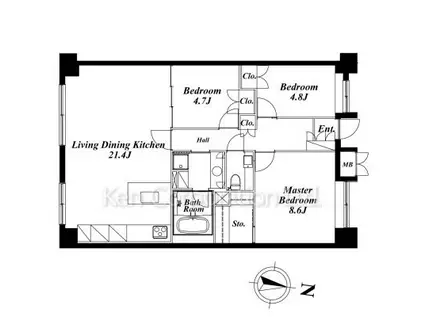 RUSSE 桜新町(3LDK/2階)の間取り写真