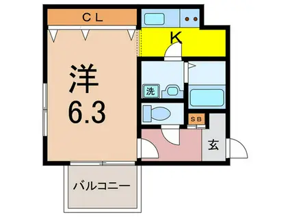 西門コート F(1K/3階)の間取り写真