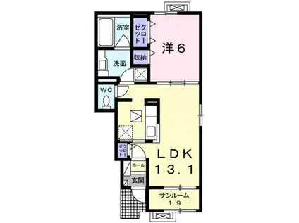 ケーズレジデンスB(1LDK/1階)の間取り写真