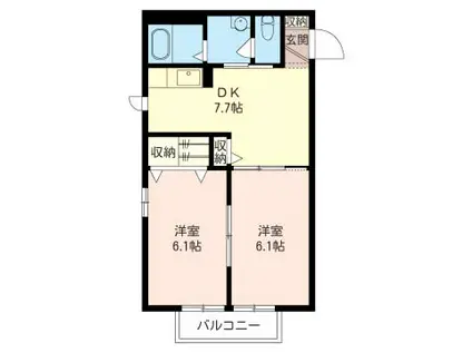 メゾンアルカディア(2DK/1階)の間取り写真