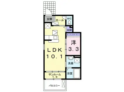 エスポワール小金井公園A(1LDK/1階)の間取り写真