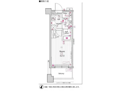 ガーラ・ステーション横浜三ツ沢(1K/7階)の間取り写真