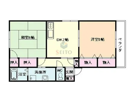 ぺニョワールあさひ(2DK/1階)の間取り写真