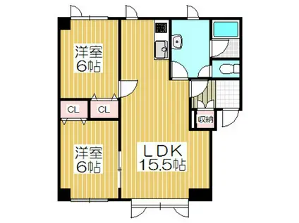 グランデール(2LDK/2階)の間取り写真