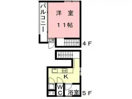 KALEN LUSSO(1K/4階)の間取り写真