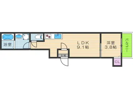 ジニアス・F(1LDK/2階)の間取り写真