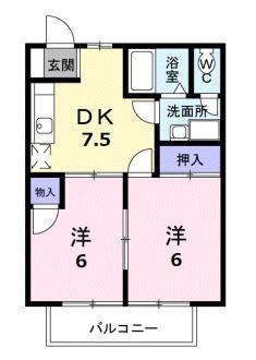 エトワール(2DK/2階)の間取り写真