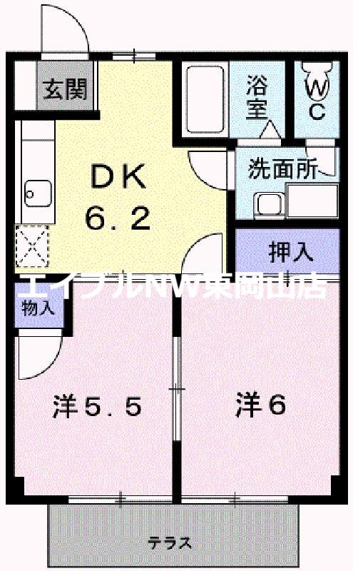 サンシティ臼井A(2DK/1階)の間取り写真