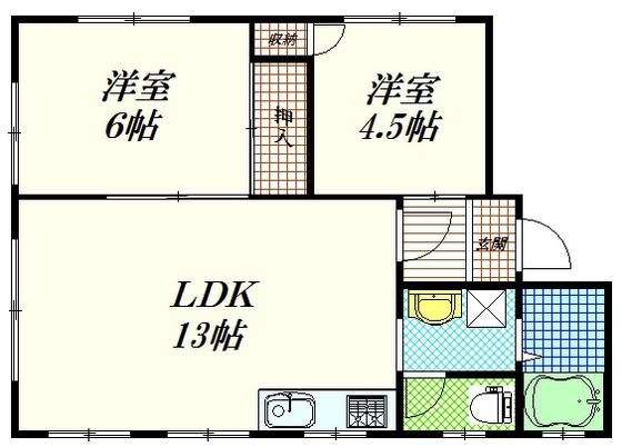 グリーンゲーブルス(2LDK/2階)の間取り写真