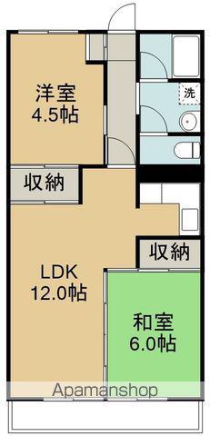 第三木皿ハイツ(2LDK/4階)の間取り写真