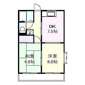 ルーミングナラハシ(2DK/1階)の間取り写真
