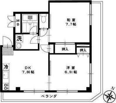 セレノII(2DK/4階)の間取り写真